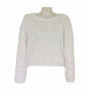 Exhilaration Ivory Eyelash Cropped Sweater
